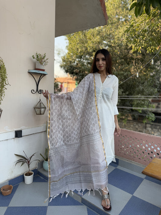 Kota Doria Dupatta White