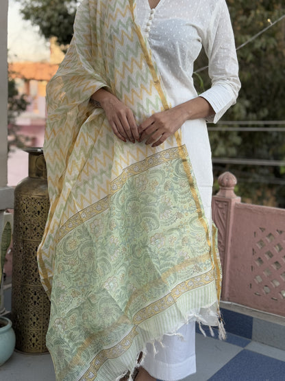 Kota Doria Dupatta Green