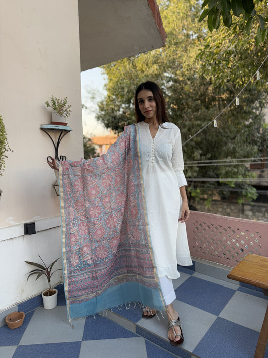 Chanderi Silk Dupatta Sky Blue