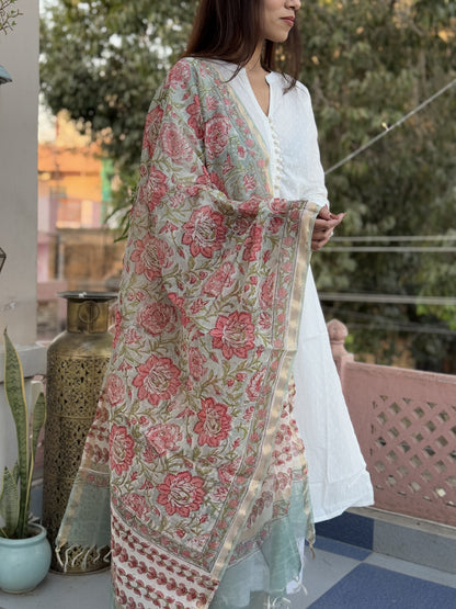 Chanderi Silk Dupatta Light Green