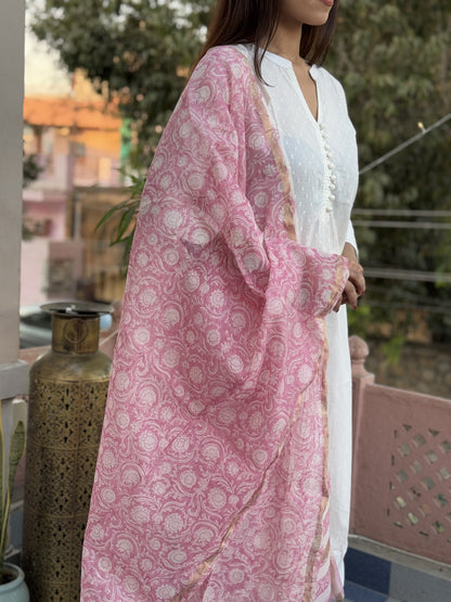 Chanderi Silk Dupatta Pink