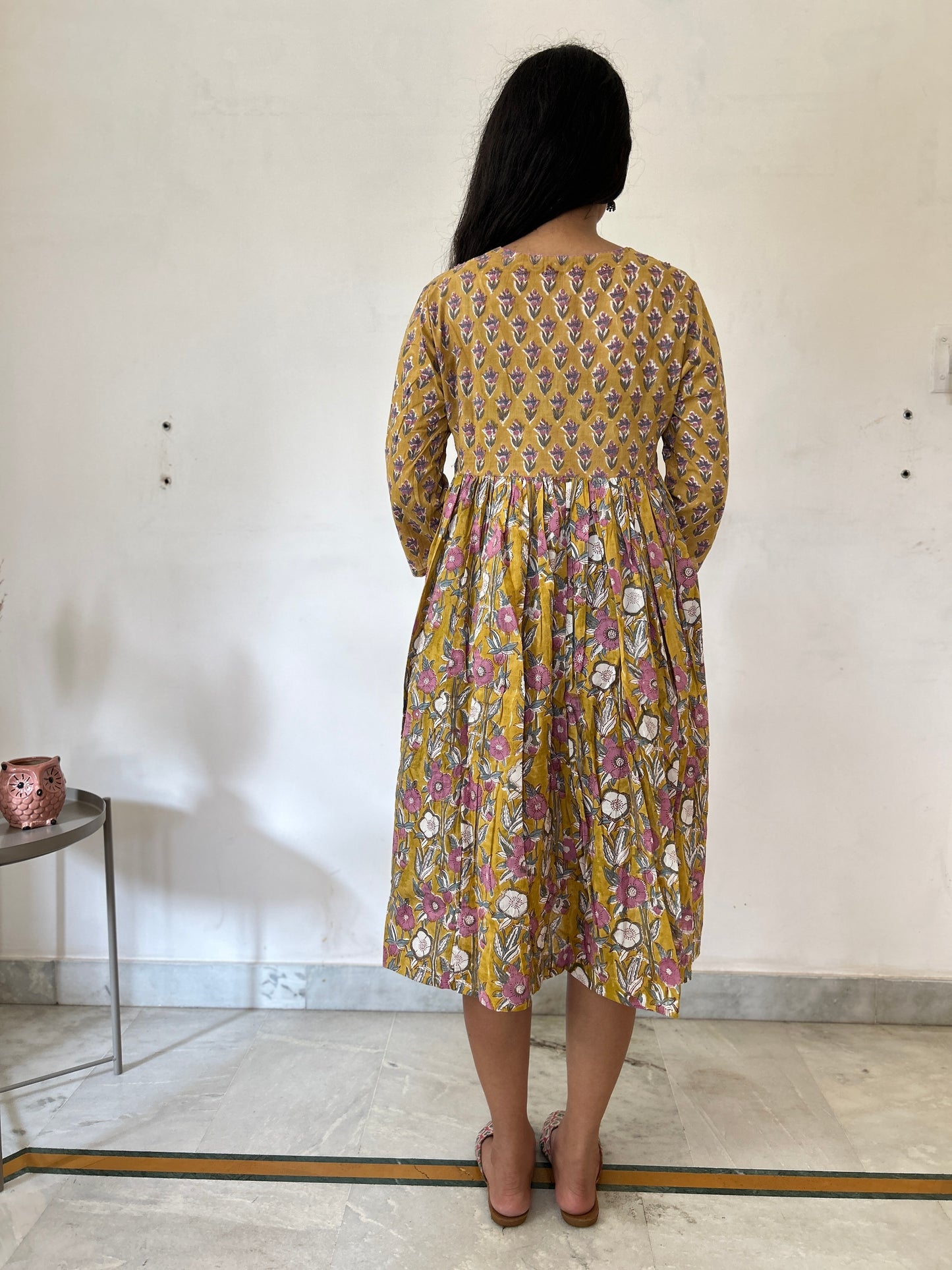 Kantha dress mustard - Goodhand