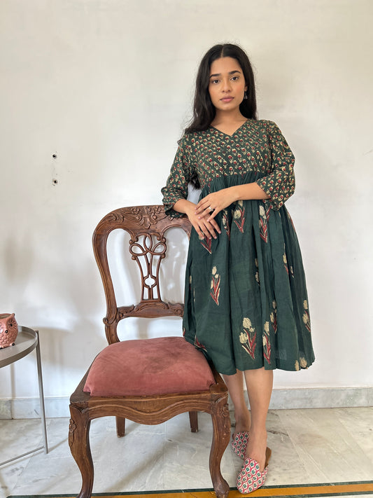 Kantha dress green - Goodhand