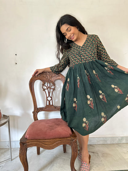 Kantha dress green - Goodhand