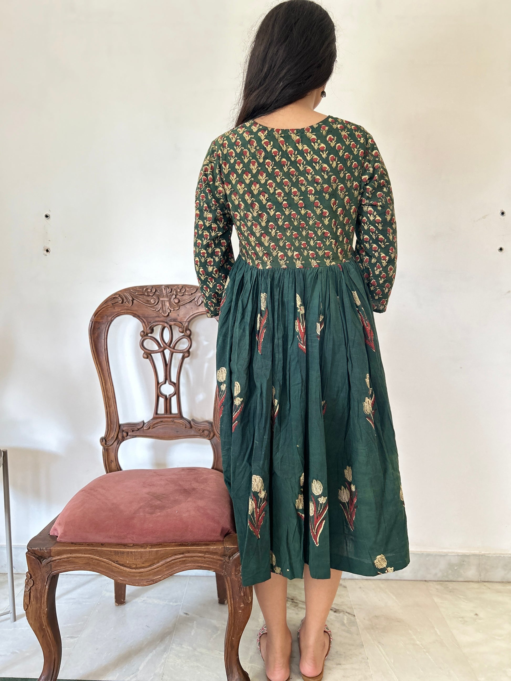 Kantha dress green - Goodhand