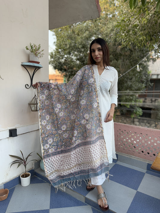 Chanderi Silk Dupatta Grey