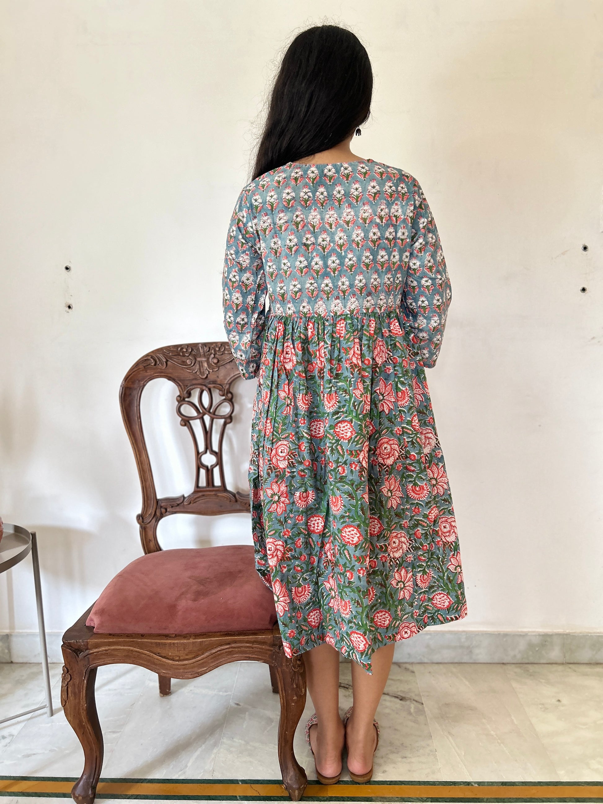 Kantha dress grey - Goodhand