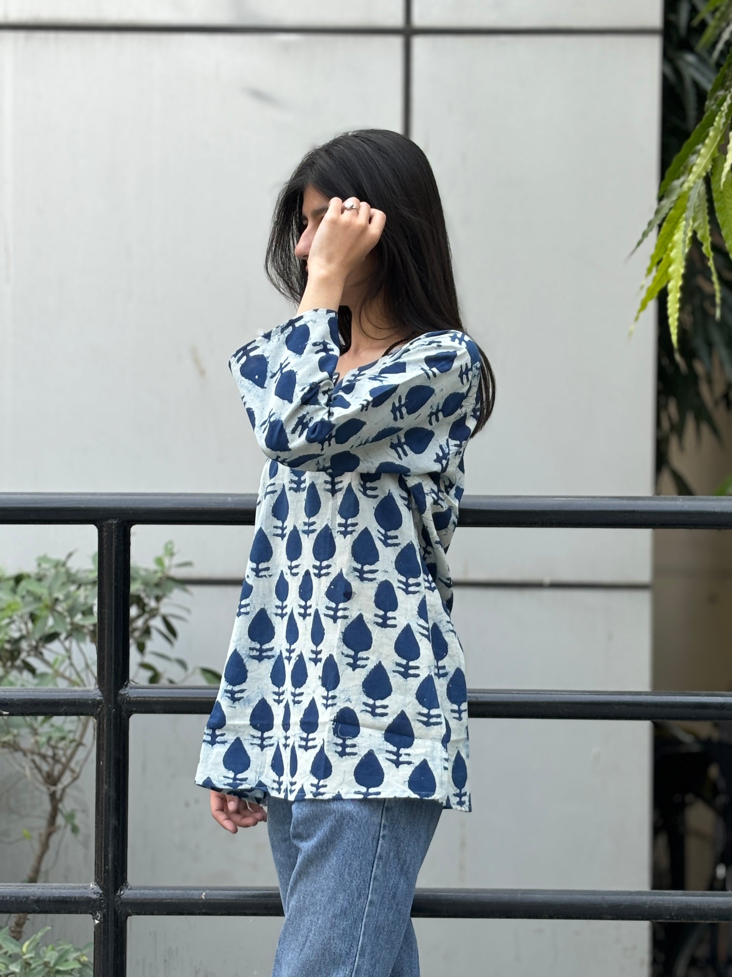 3/4 sleeves top indigo - Goodhand