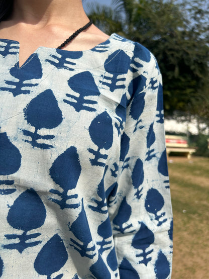 3/4 sleeves top indigo - Goodhand