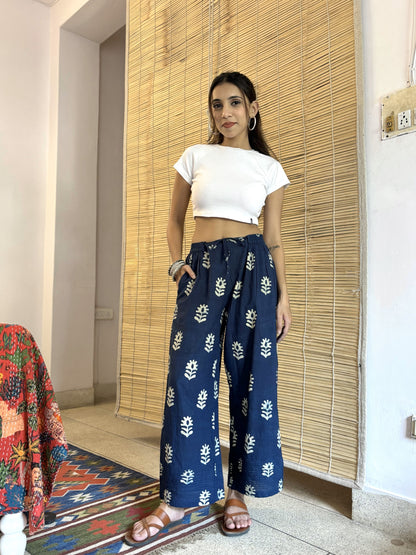 Relaxed Cotton Pintucks Zubi Pant Indigo