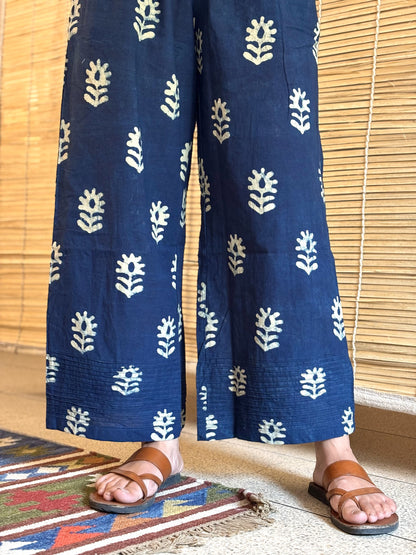 Relaxed Cotton Pintucks Zubi Pant Indigo