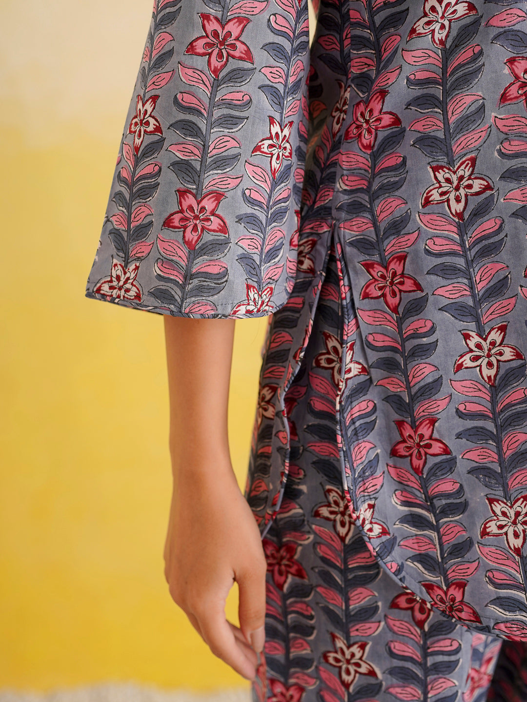 Cotton Printed Lounge Wear Coord Set Steel Blue