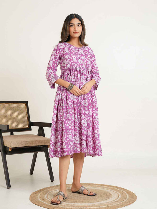 Round Neck Midi Kaira Dress Pink