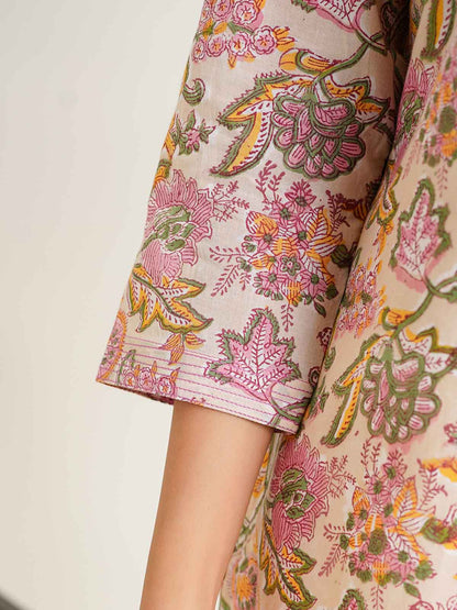 3/4th Sleeve Short Gauhar Kurti Yellow
