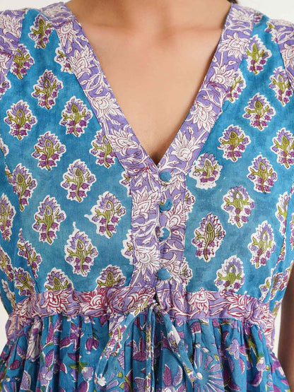 V-Neck Sleeveless Midi Aisha Dress Blue