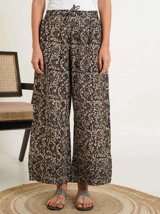 Relaxed Cotton Pintucks Zubi Pant Brown