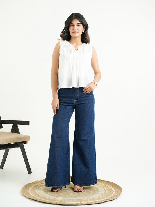 Solid Cotton Sleeveless Breezy Top White