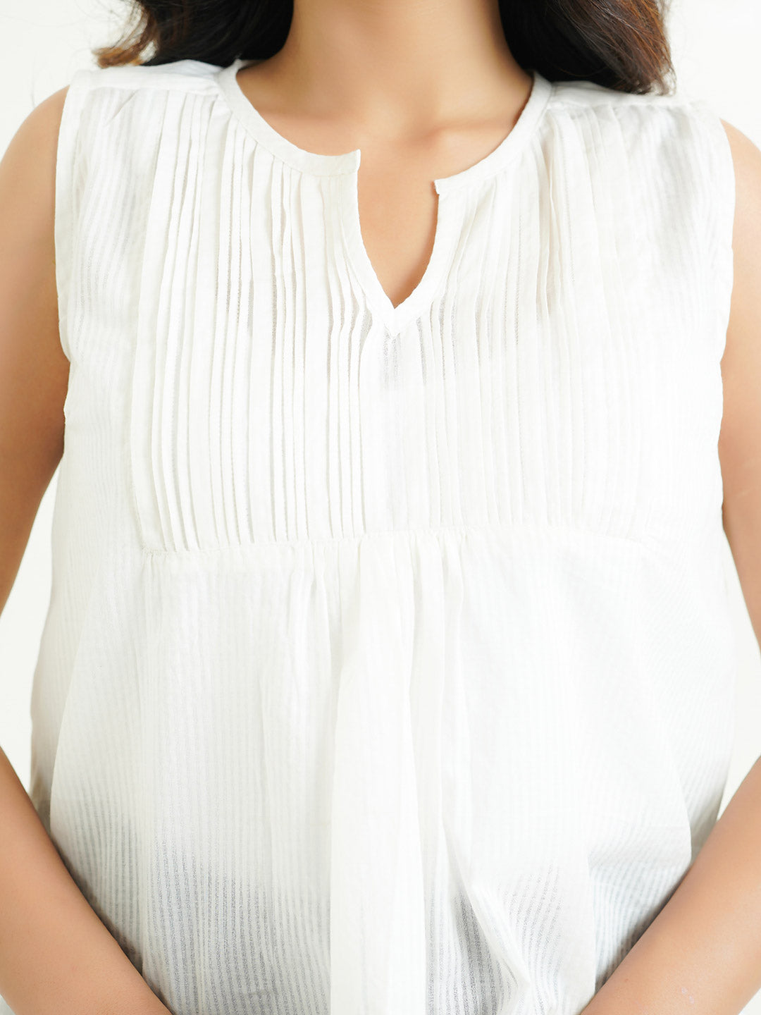 Solid Cotton Sleeveless Breezy Top White