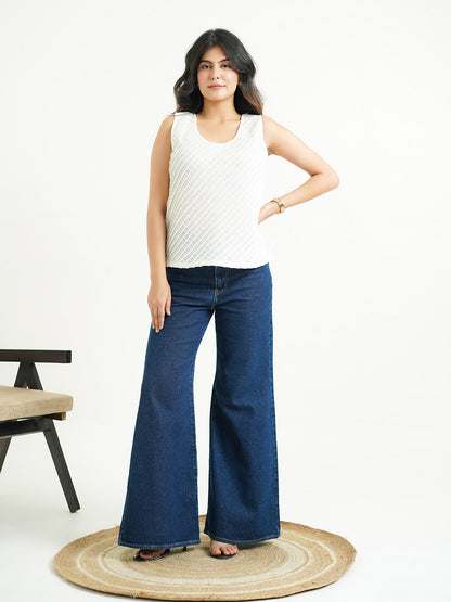 Sleeveless Cotton Solid Tank Top White