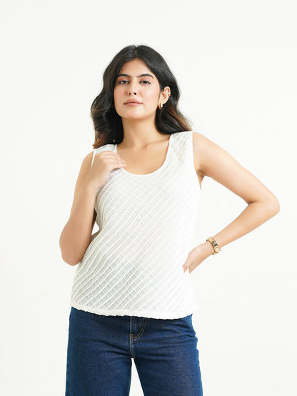 Sleeveless Cotton Solid Tank Top White