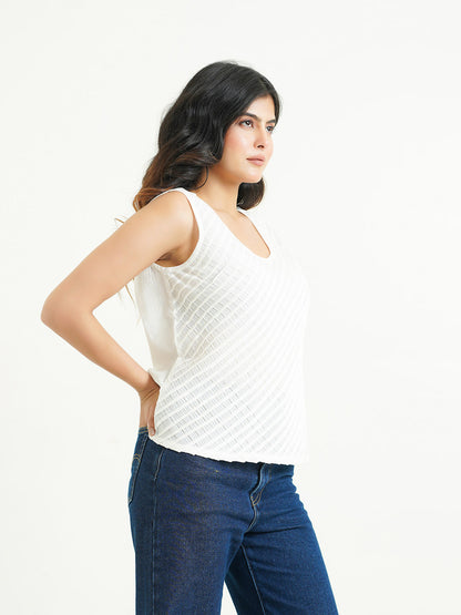 Sleeveless Cotton Solid Tank Top White