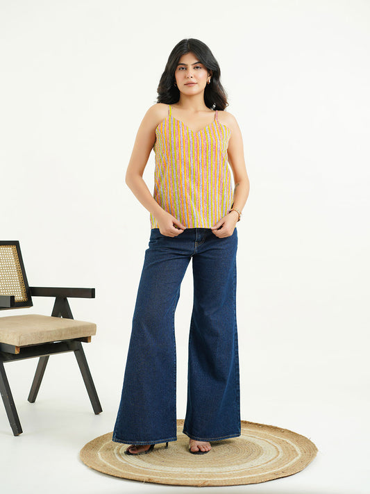 Strappy Cotton Cami Top Stripes