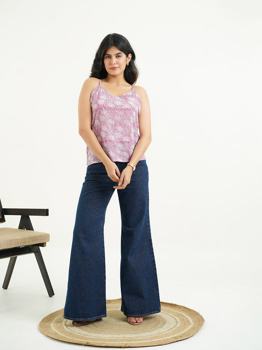 Strappy Cotton Cami Top Pink