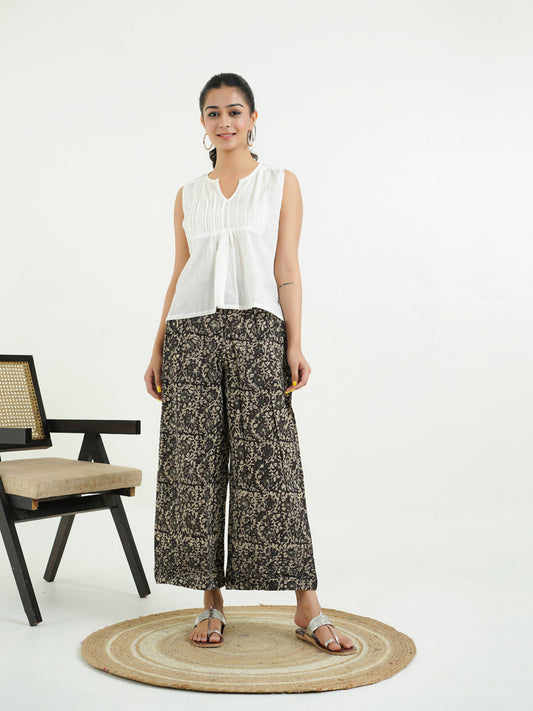 Relaxed Cotton Pintucks Zubi Pant Brown