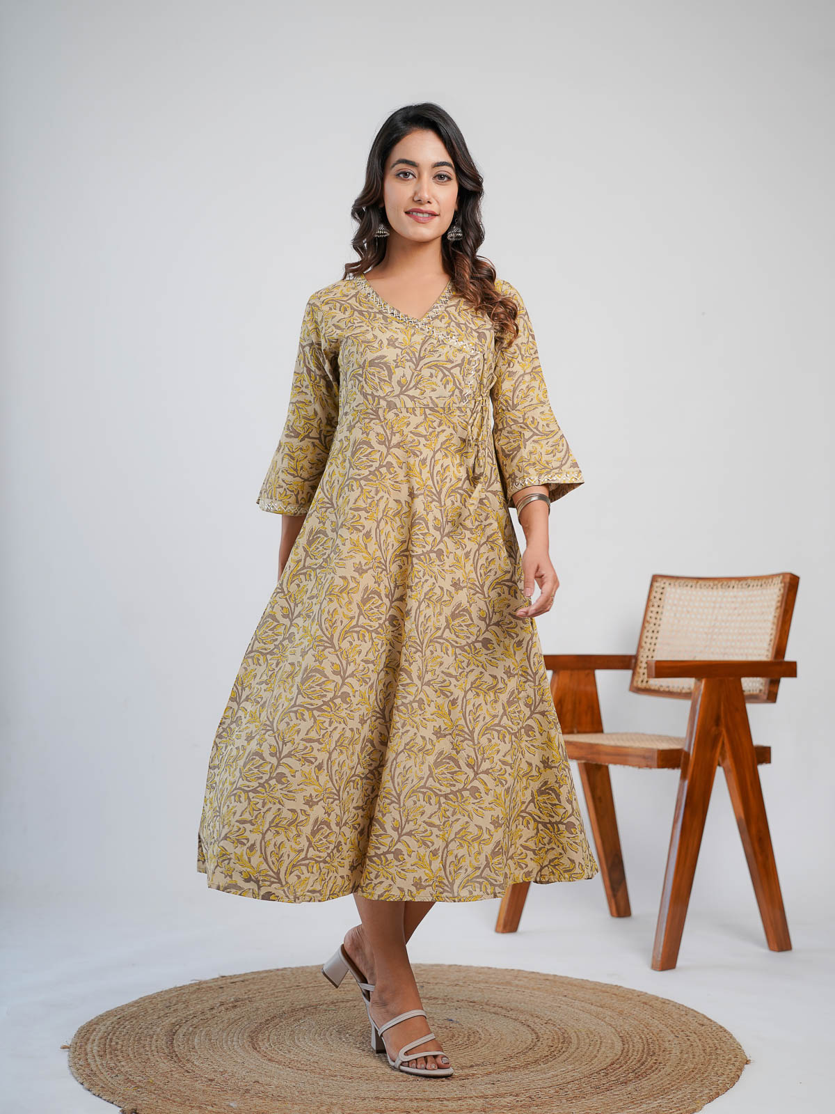 Angrakha Long Kurta Bagru - Goodhand