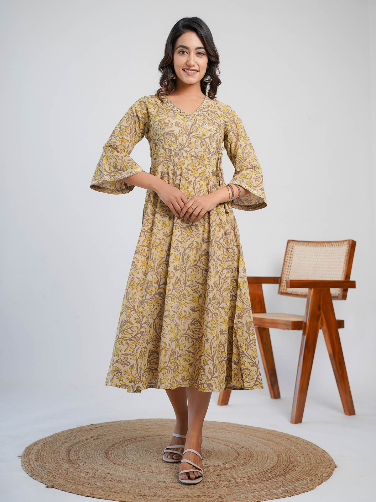 Angrakha Long Kurta Bagru - Goodhand