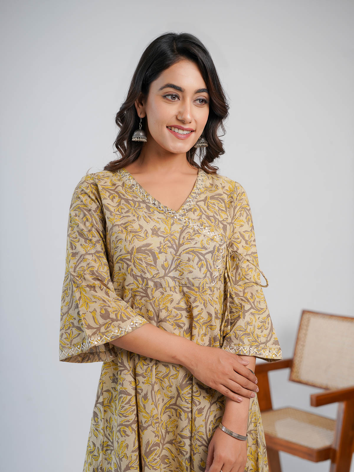 Angrakha Long Kurta Bagru - Goodhand