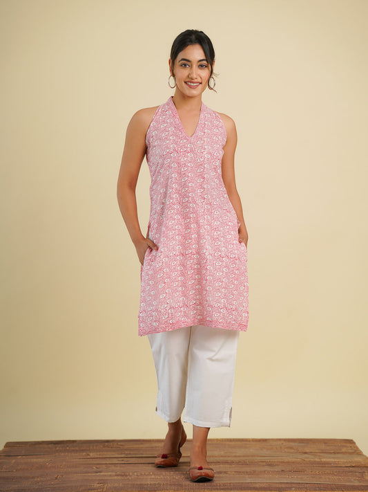 Naaz Halter Kurti Pink - Goodhand