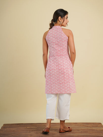 Naaz Halter Kurti Pink - Goodhand