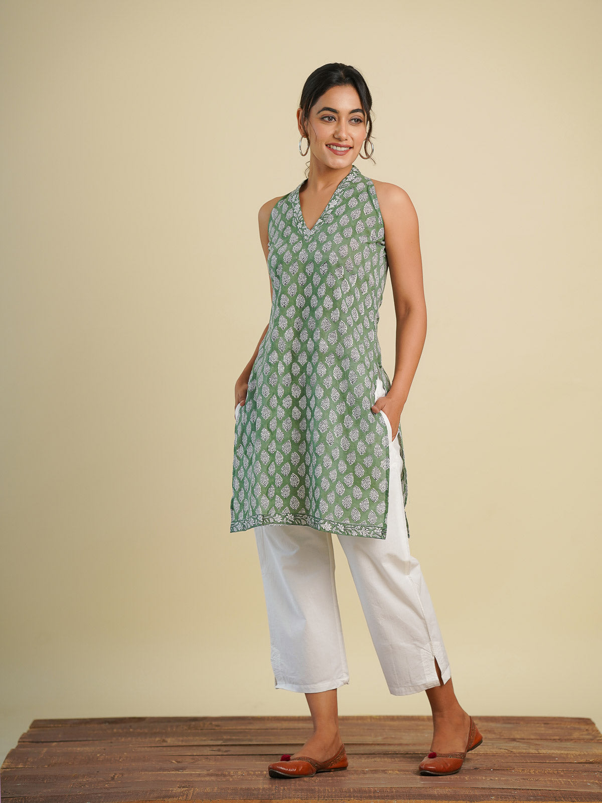 Naaz Halter Kurti Green - Goodhand