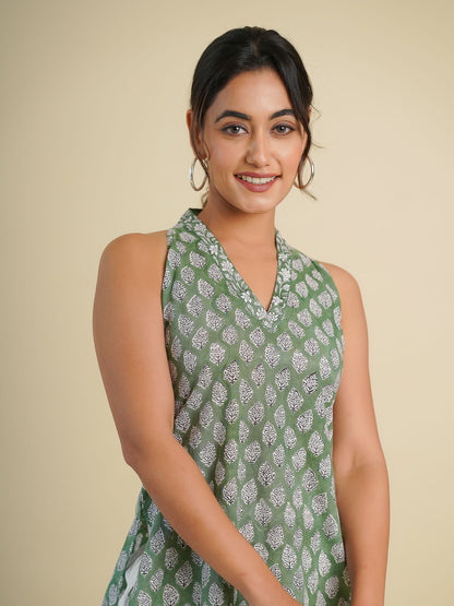 Naaz Halter Kurti Green - Goodhand