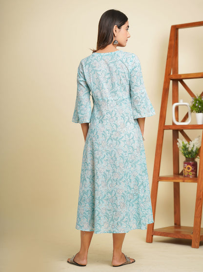 Angrakha Long Kurta Sky Blue - Goodhand