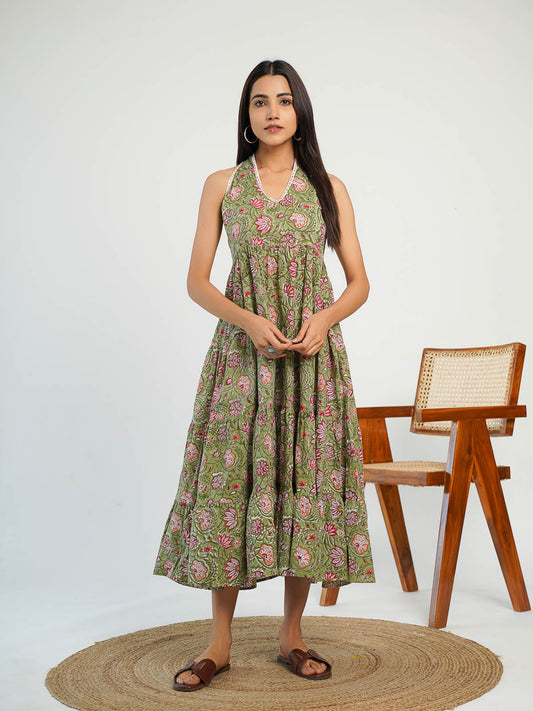 Gulabo Halter Dress Green - Goodhand