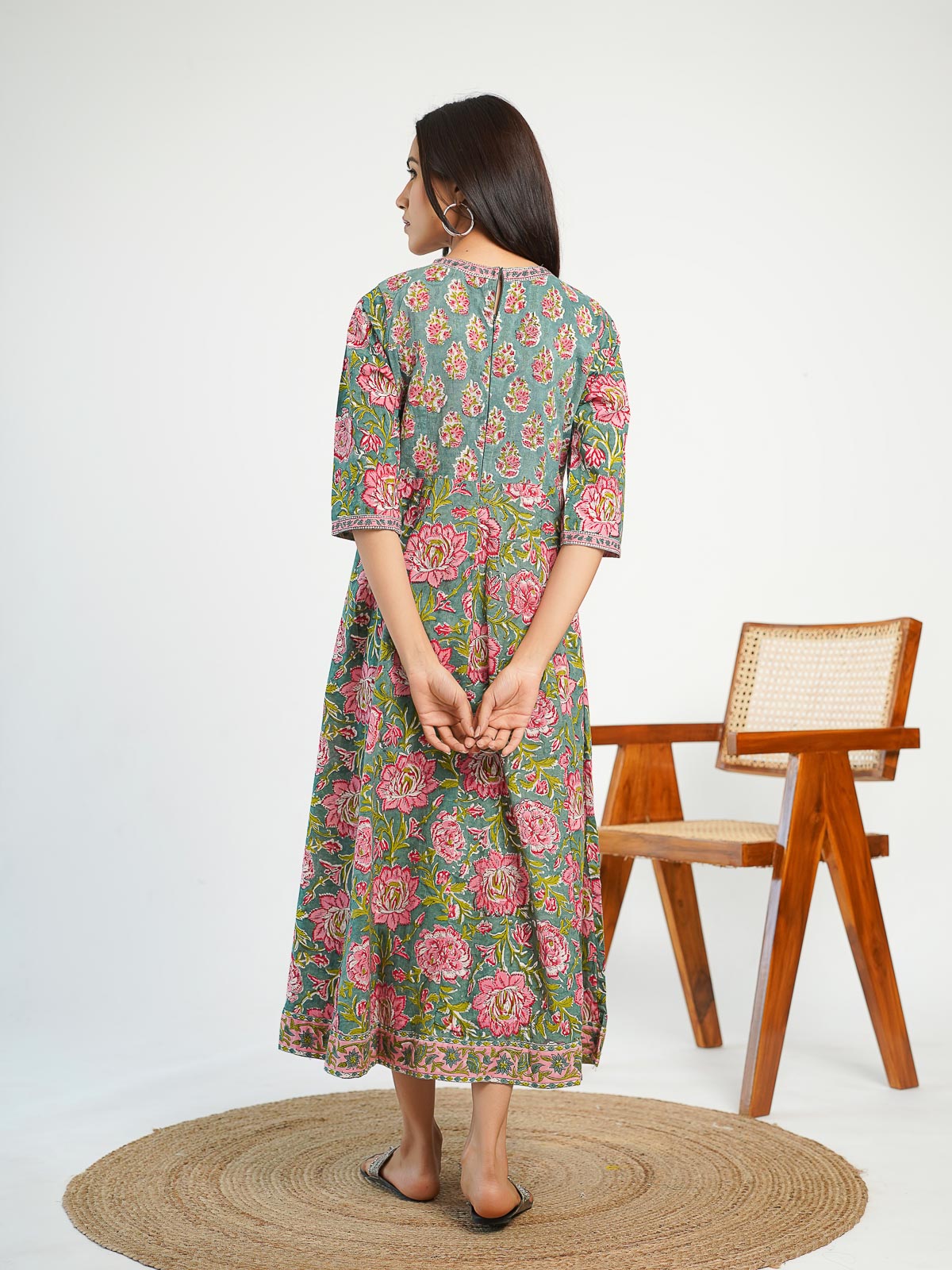 Gulmohar Dress Forest Green - Goodhand