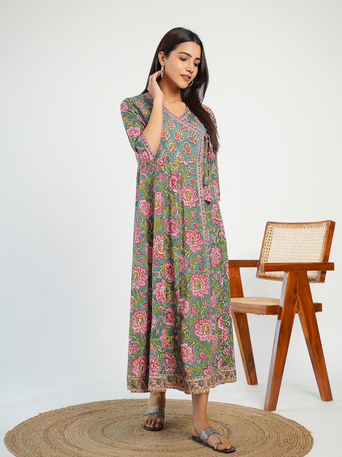 Gulmohar Dress Forest Green - Goodhand