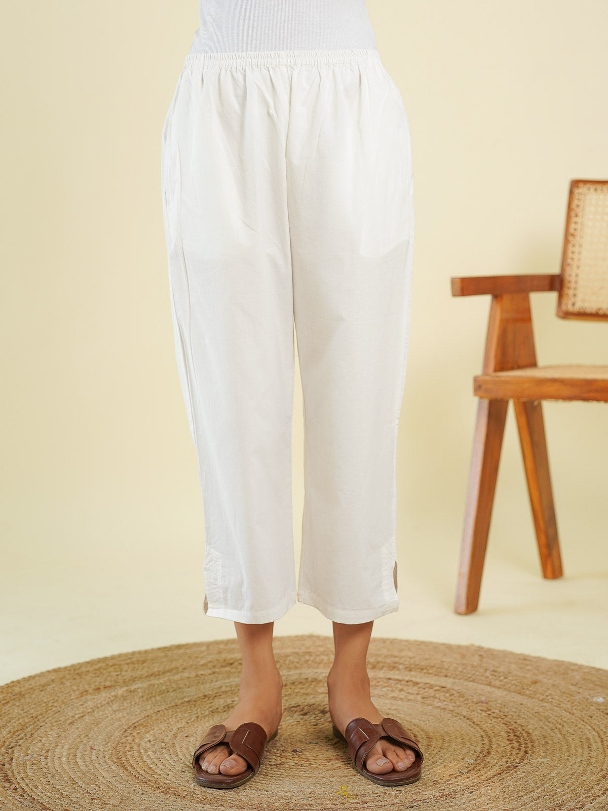 Ankle Length Pant White - Goodhand