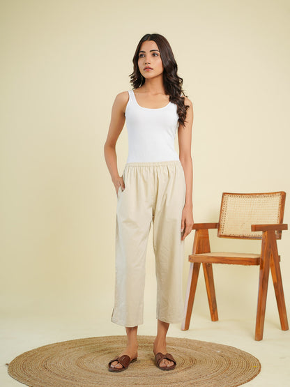 Ankle Length Pant Biege - Goodhand