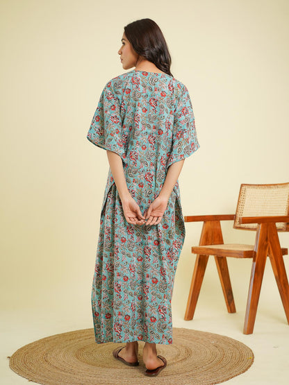 Mira Long kaftan Blue - Goodhand