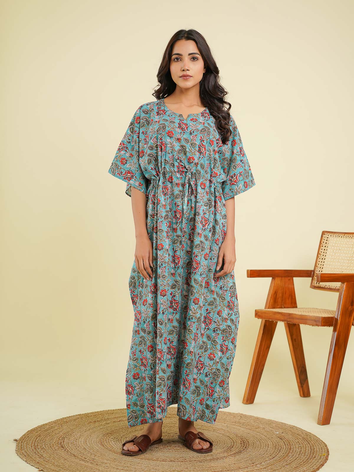 Mira Long kaftan Blue - Goodhand