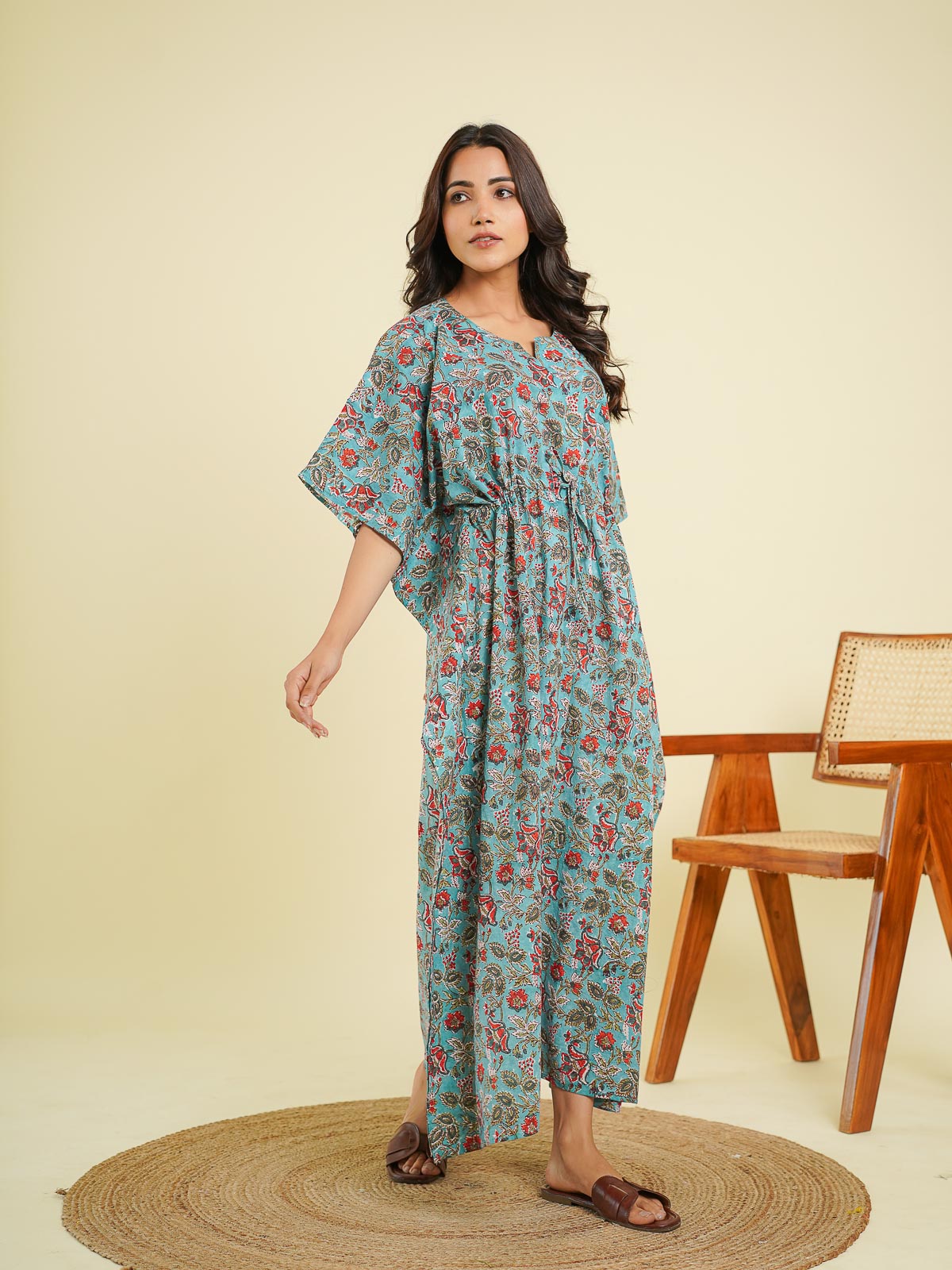 Mira Long kaftan Blue - Goodhand