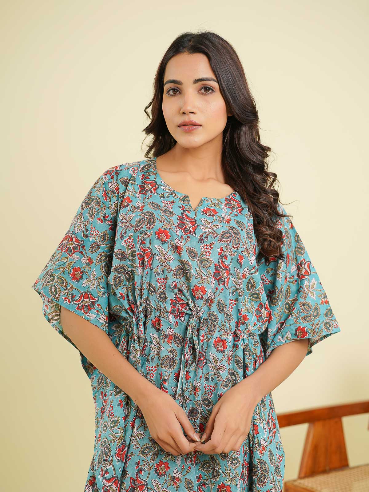 Mira Long kaftan Blue - Goodhand