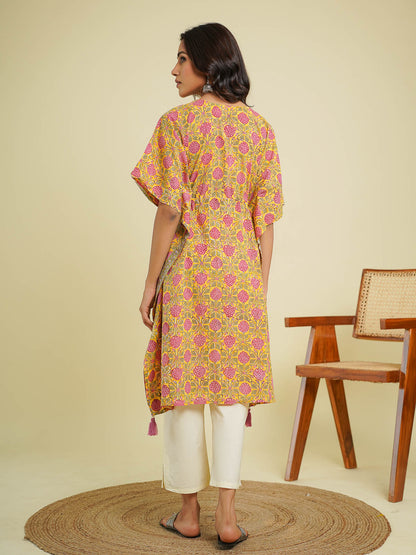 Tassel kaftan marigold yellow - Goodhand