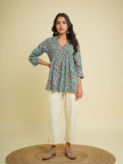 Gauhar Pintuck Top Green - Goodhand