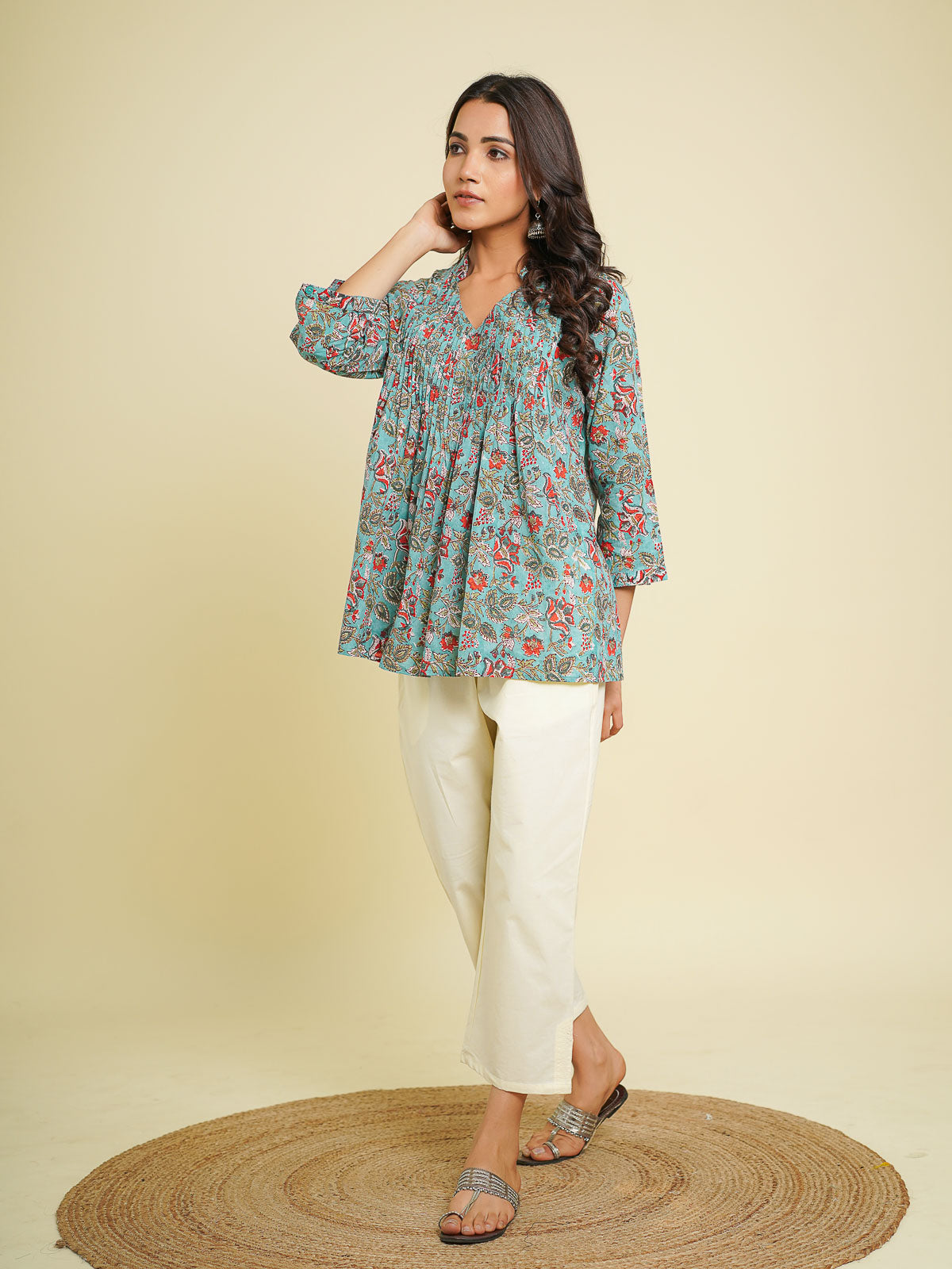 Gauhar Pintuck Top Green - Goodhand