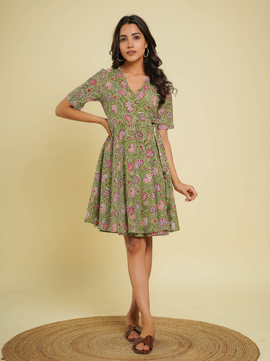 Wrap Dress Green - Goodhand