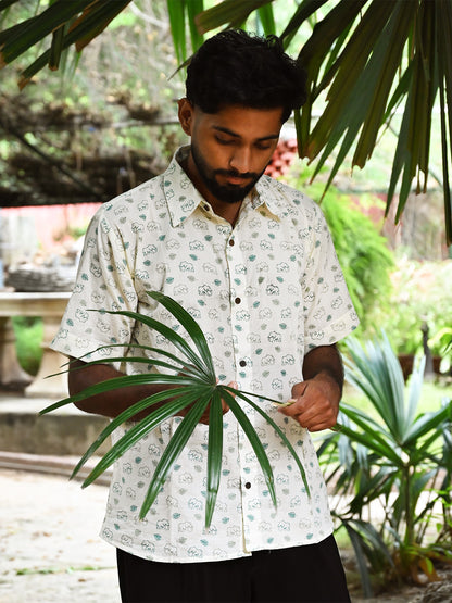Men's Relaxed Fit Cotton Shirt – Half Sleeves - White Elephant
